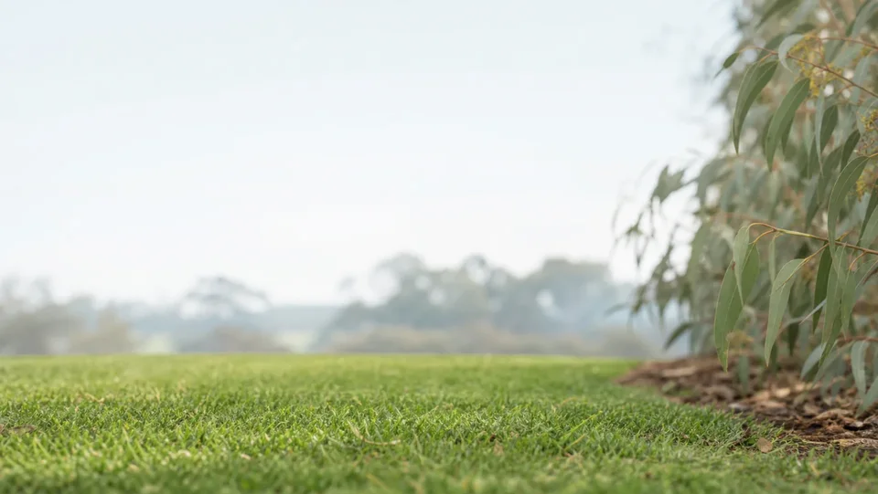 A sunny open lawn and a shaded garden lawn shown together for comparison.